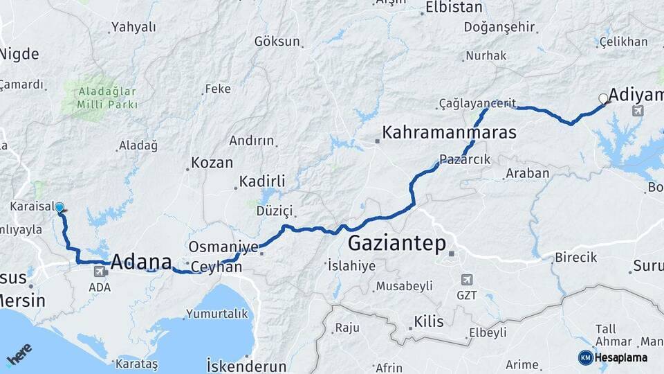 Karaisalı Adıyaman Arası Kaç Km - Yol Tarifi