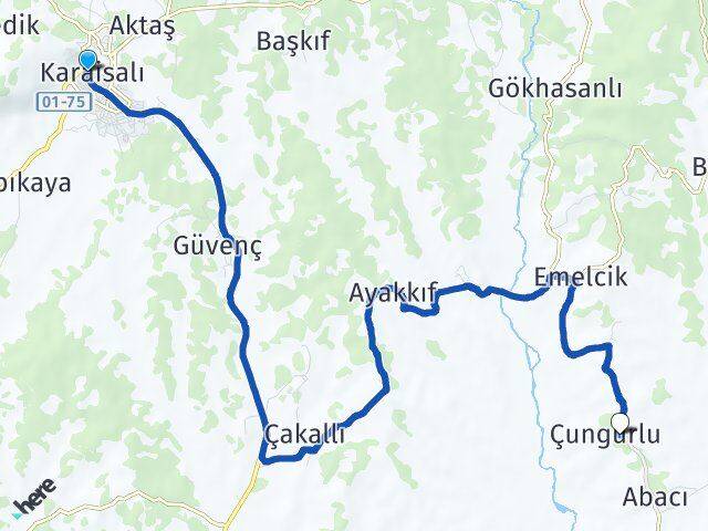 Adana Karaisalı Akçalı Karaisalı Arası Kaç Km - Yol Haritası