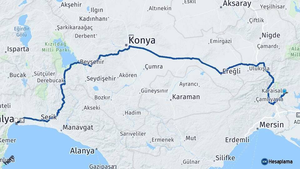 Karaisalı Antalya Arası Kaç Km - Yol Tarifi