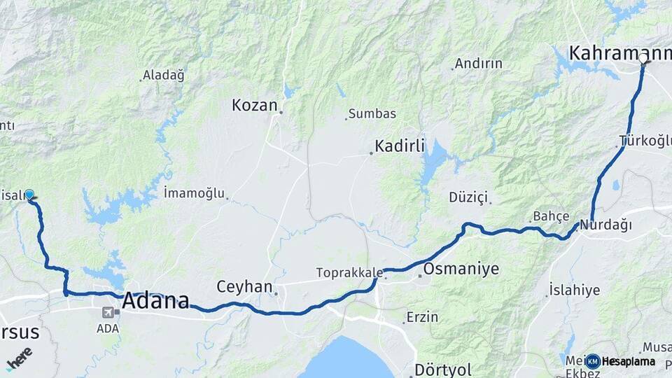 Karaisalı Kahramanmaraş Arası Kaç Km - Yol Tarifi