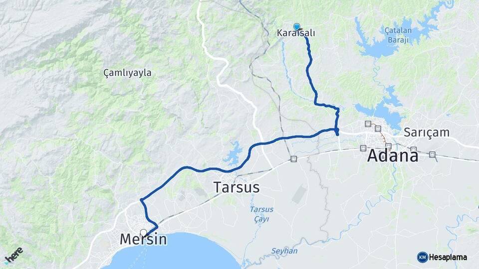 Adana Karaisalı Mersin Arası Kaç Km - Yol Haritası