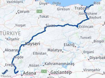 Karaisalı Rize Arası Kaç Km - Yol Tarifi