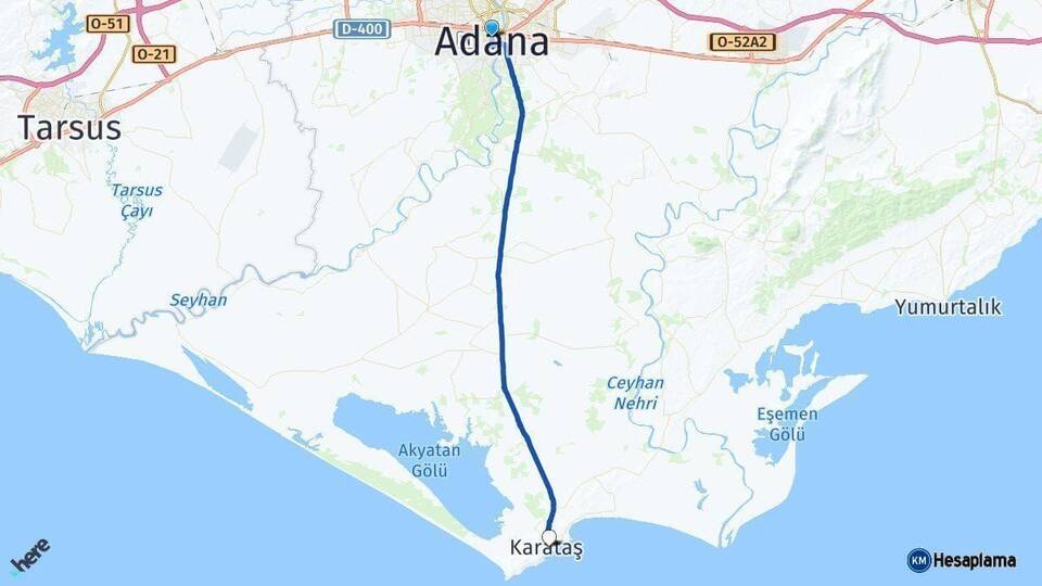 Adana Karataş Arası Kaç Km - Yol Haritası