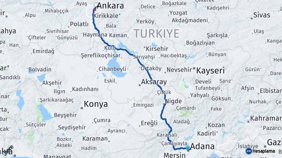 Adana Keçiören Ankara Arası Kaç Km - Yol Haritası