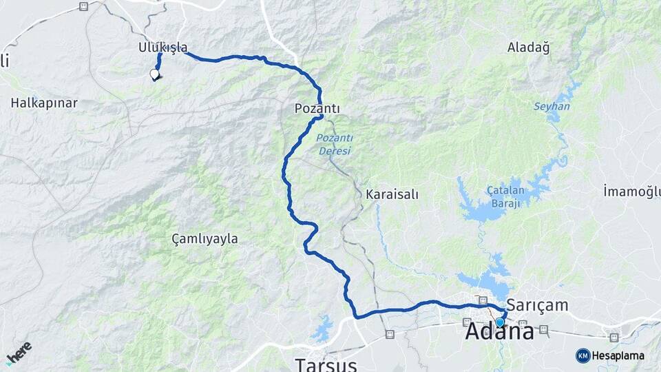 Adana Kılan Ulukışla Niğde Arası Kaç Km - Yol Haritası