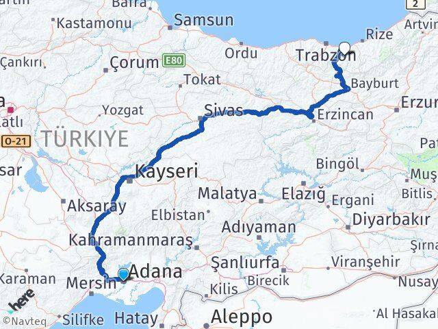 Adana Köprübaşı Trabzon Arası Kaç Km - Yol Haritası