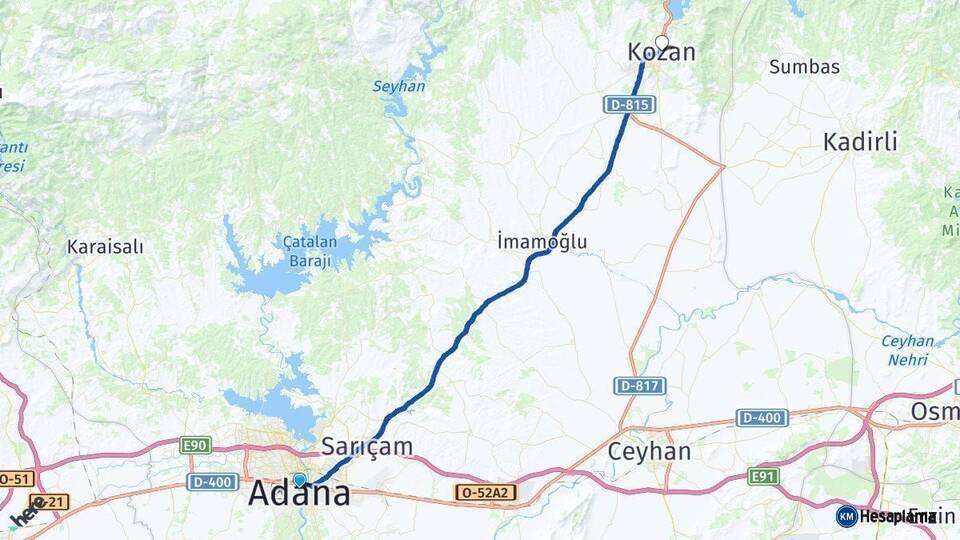 Adana Kozan Arası Kaç Km - Yol Haritası