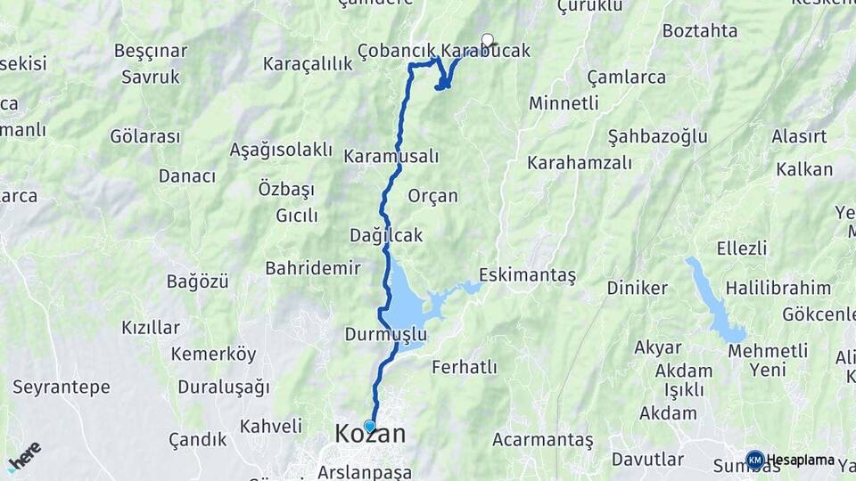 Adana Kozan Karabucak Kozan Arası Kaç Km - Yol Haritası