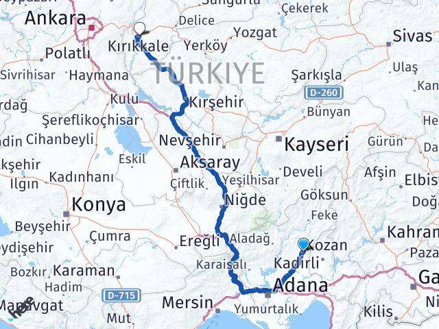 Adana Kozan Kırıkkale Arası Kaç Km - Yol Haritası
