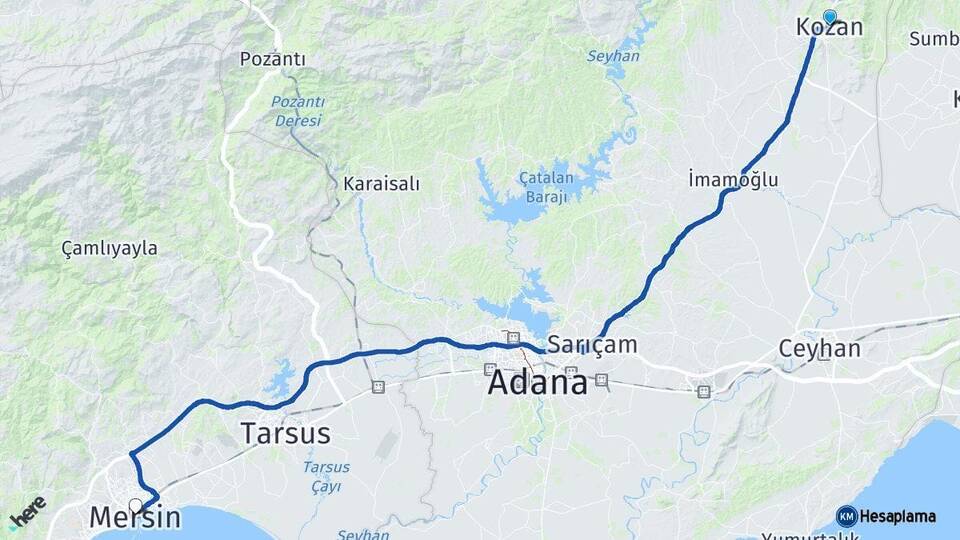 Adana Kozan Mersin Arası Kaç Km - Yol Haritası