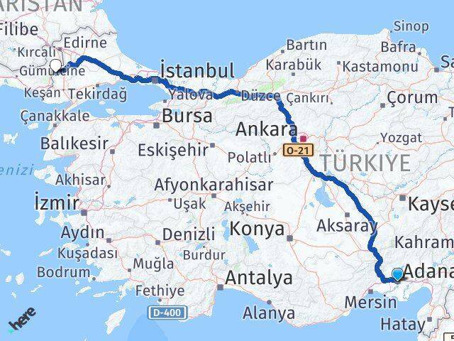 Adana Meriç Arası Kaç Km - Yol Tarifi
