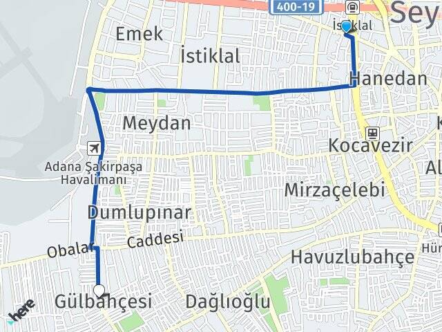 Adana Merkez Park Gülbahçesi Arası Kaç Km - Yol Tarifi