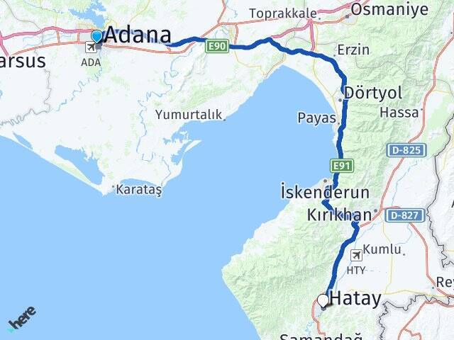 Adana Merkez Park Hatay Arası Kaç Km - Yol Tarifi