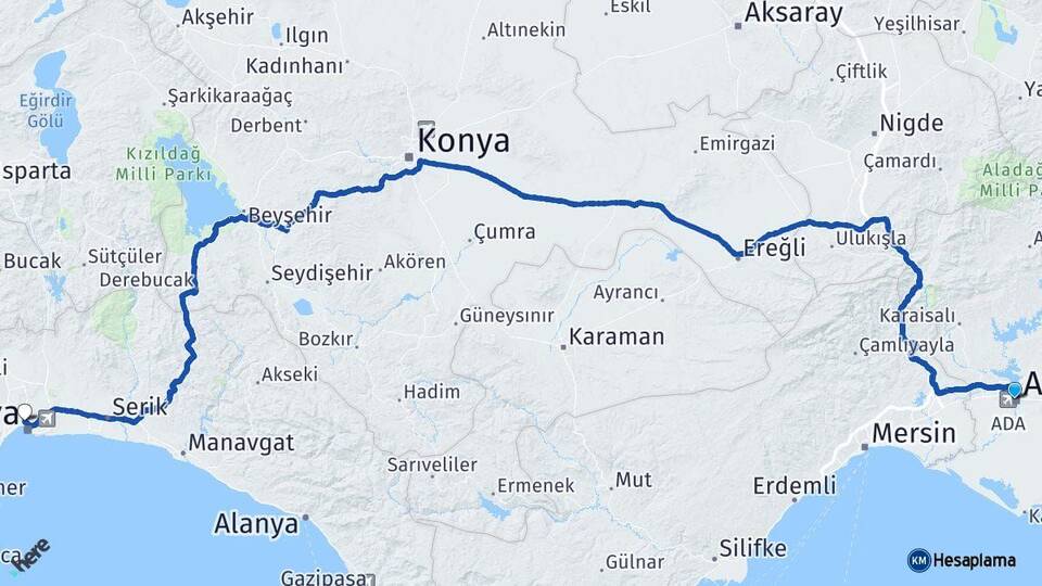 Adana Muratpaşa Antalya Arası Kaç Km - Yol Haritası