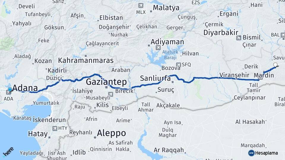 Adana Ömerli Mardin Arası Kaç Km - Yol Haritası