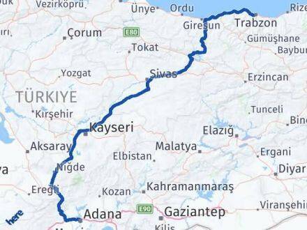 Adana Ortahisar Trabzon Arası Kaç Km - Yol Haritası