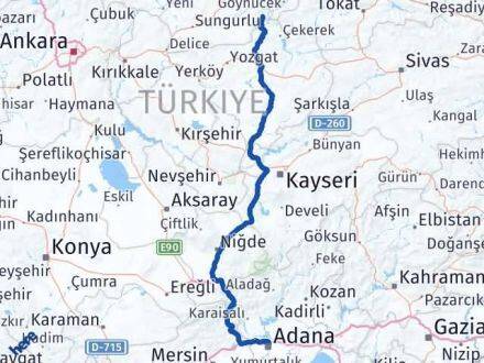 Adana Ortaköy Çorum Arası Kaç Km - Yol Haritası