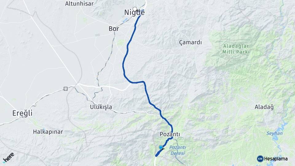 Adana Pozantı Akçatekir Niğde Arası Kaç Km - Yol Haritası