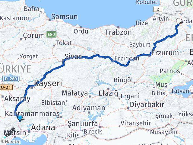 Adana Pozantı Ardahan Arası Kaç Km - Yol Haritası