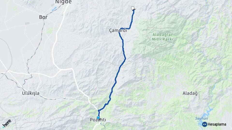 Adana Pozantı Bademdere Çamardı Niğde Arası Kaç Km - Yol Haritası