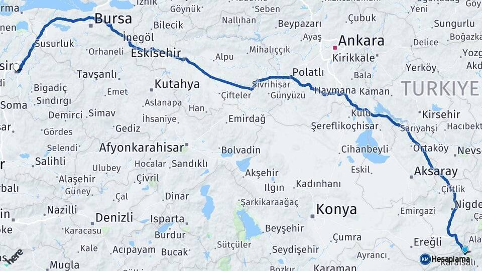 Adana Pozantı Balıkesir Arası Kaç Km - Yol Haritası