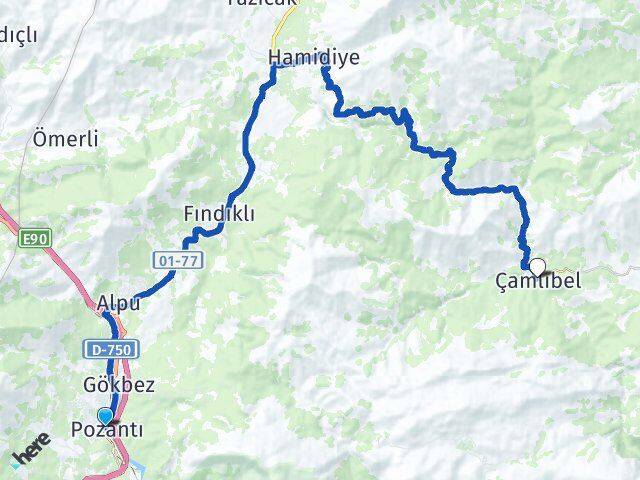 Adana Pozantı Çamlıbel Pozantı Arası Kaç Km - Yol Haritası