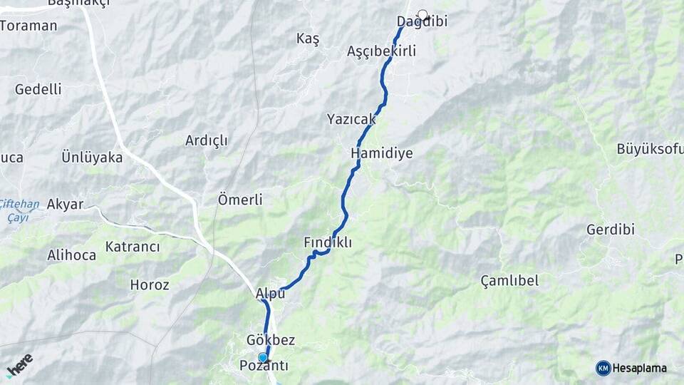 Adana Pozantı Dağdibi Pozantı Arası Kaç Km - Yol Haritası