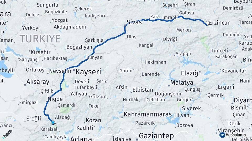 Pozantı Erzincan Arası Kaç Km - Yol Tarifi