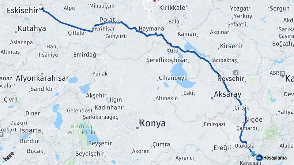 Adana Pozantı Eskişehir Arası Kaç Km - Yol Haritası