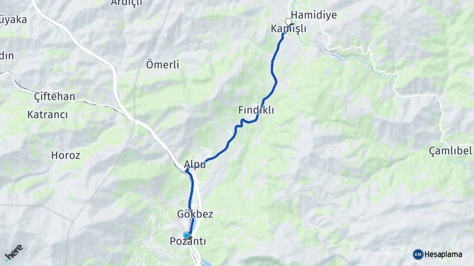 Adana Pozantı Kamışlı Pozantı Arası Kaç Km - Yol Haritası