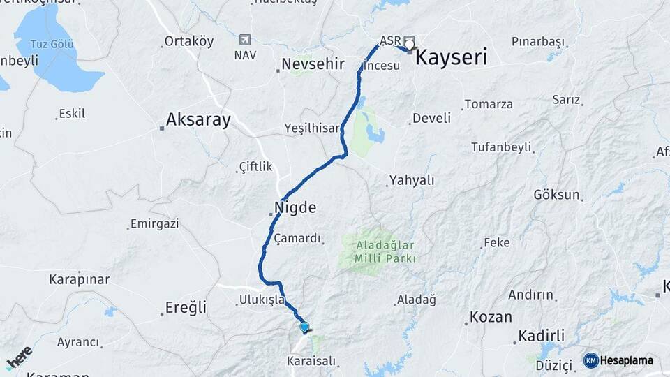 Adana Pozantı Kayseri Arası Kaç Km - Yol Haritası