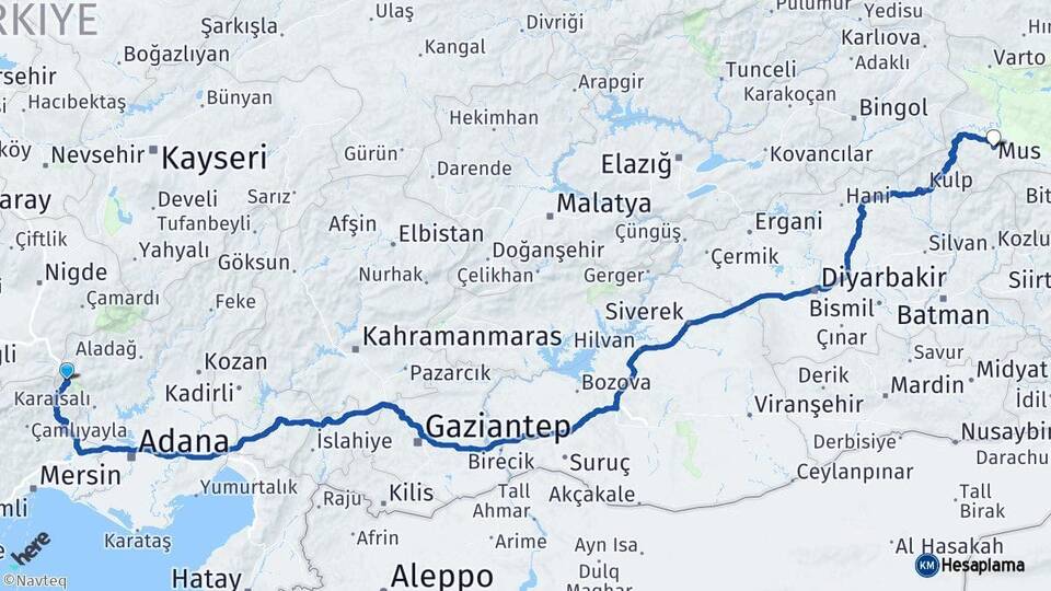Adana Pozantı Muş Arası Kaç Km - Yol Haritası