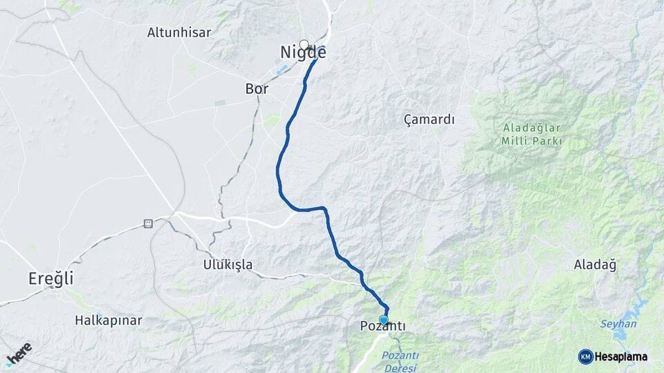 Adana Pozantı Niğde Arası Kaç Km - Yol Haritası
