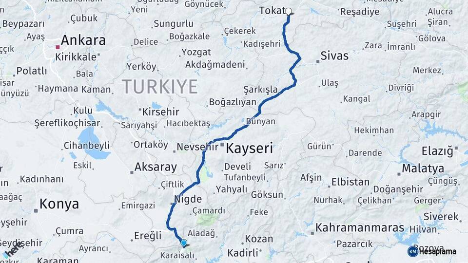 Adana Pozantı Tokat Arası Kaç Km - Yol Haritası