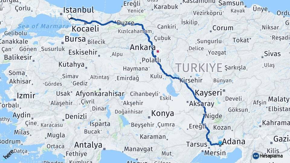 Adana Sabiha Gökçen Havalimanı Arası Kaç Km - Yol Haritası