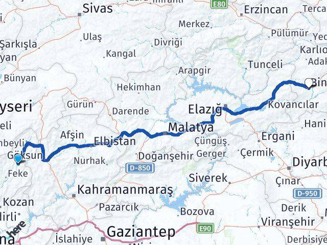 Saimbeyli Bingöl Arası Kaç Km - Yol Tarifi