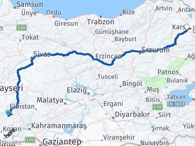 Saimbeyli Kars Arası Kaç Km - Yol Tarifi