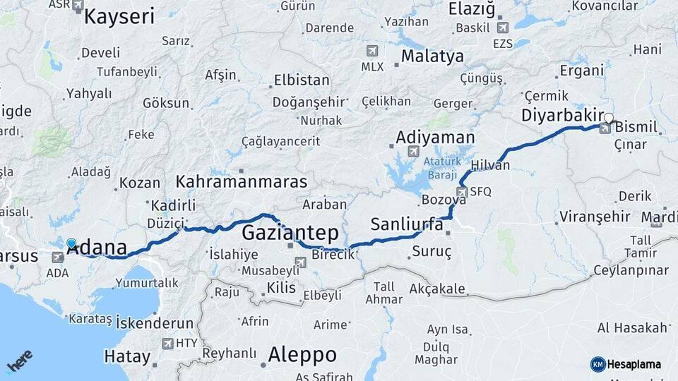 Sarıçam Diyarbakır Arası Kaç Km - Yol Tarifi
