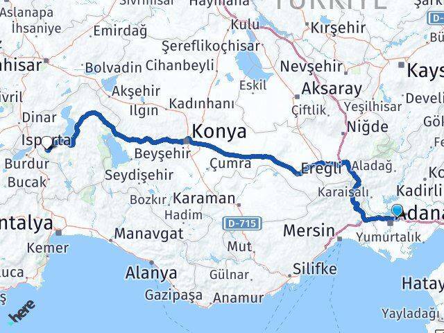 Sarıçam Isparta Arası Kaç Km - Yol Tarifi