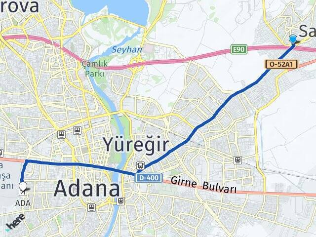 Yeşiltepe Adana Havalimanı Arası Kaç Km - Yol Tarifi