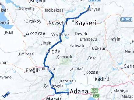 Adana Sarıoğlan Kayseri Arası Kaç Km - Yol Haritası