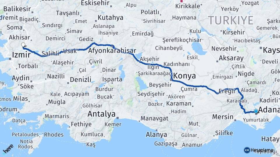Adana Saruhanlı Manisa Arası Kaç Km - Yol Haritası