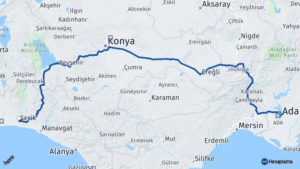 Adana Serik Antalya Arası Kaç Km - Yol Haritası
