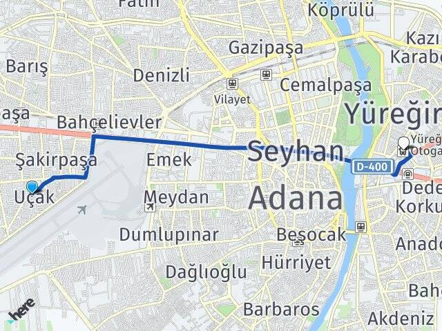 Uçak Yüreğir Otogarı Arası Kaç Km - Yol Tarifi