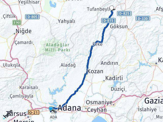 Yeşiloba Tufanbeyli Arası Kaç Km - Yol Tarifi