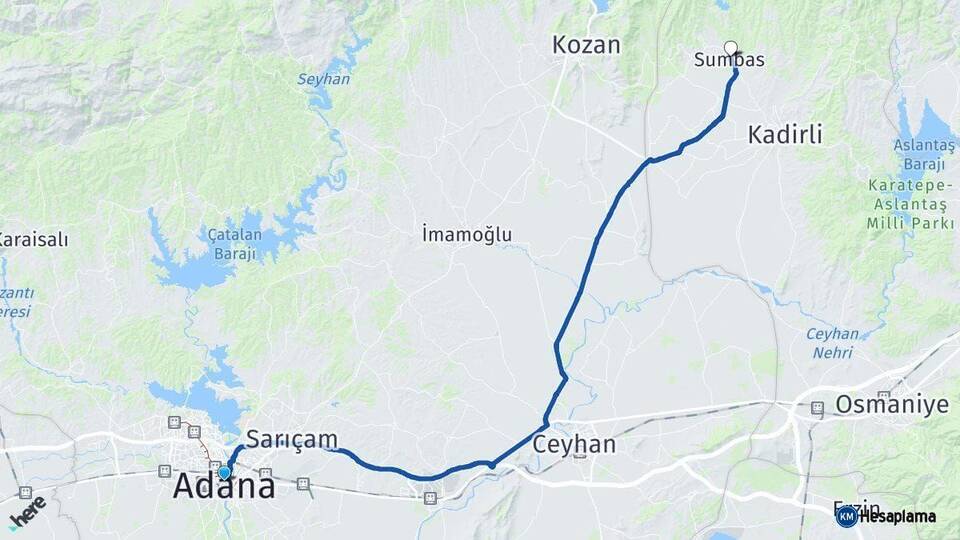 Adana Sumbas Osmaniye Arası Kaç Km - Yol Haritası