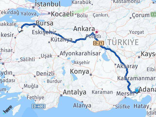 Adana Susurluk Balıkesir Arası Kaç Km - Yol Haritası