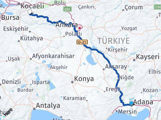 Adana Taraklı Sakarya Arası Kaç Km - Yol Haritası