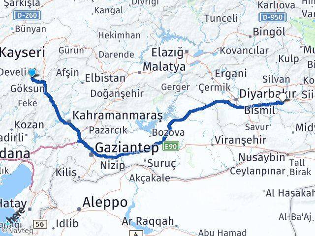 Adana Tufanbeyli Batman Arası Kaç Km - Yol Haritası