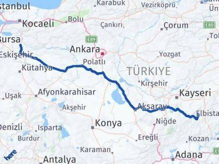 Adana Tufanbeyli Bilecik Arası Kaç Km - Yol Haritası